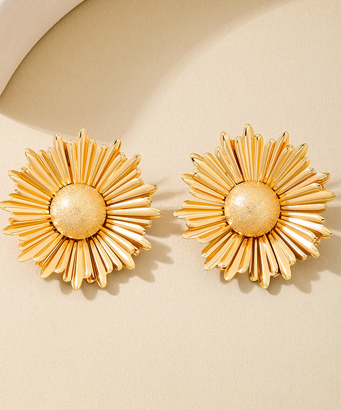 Boho Gold Metal Alloy Sunflower Stud Earrings