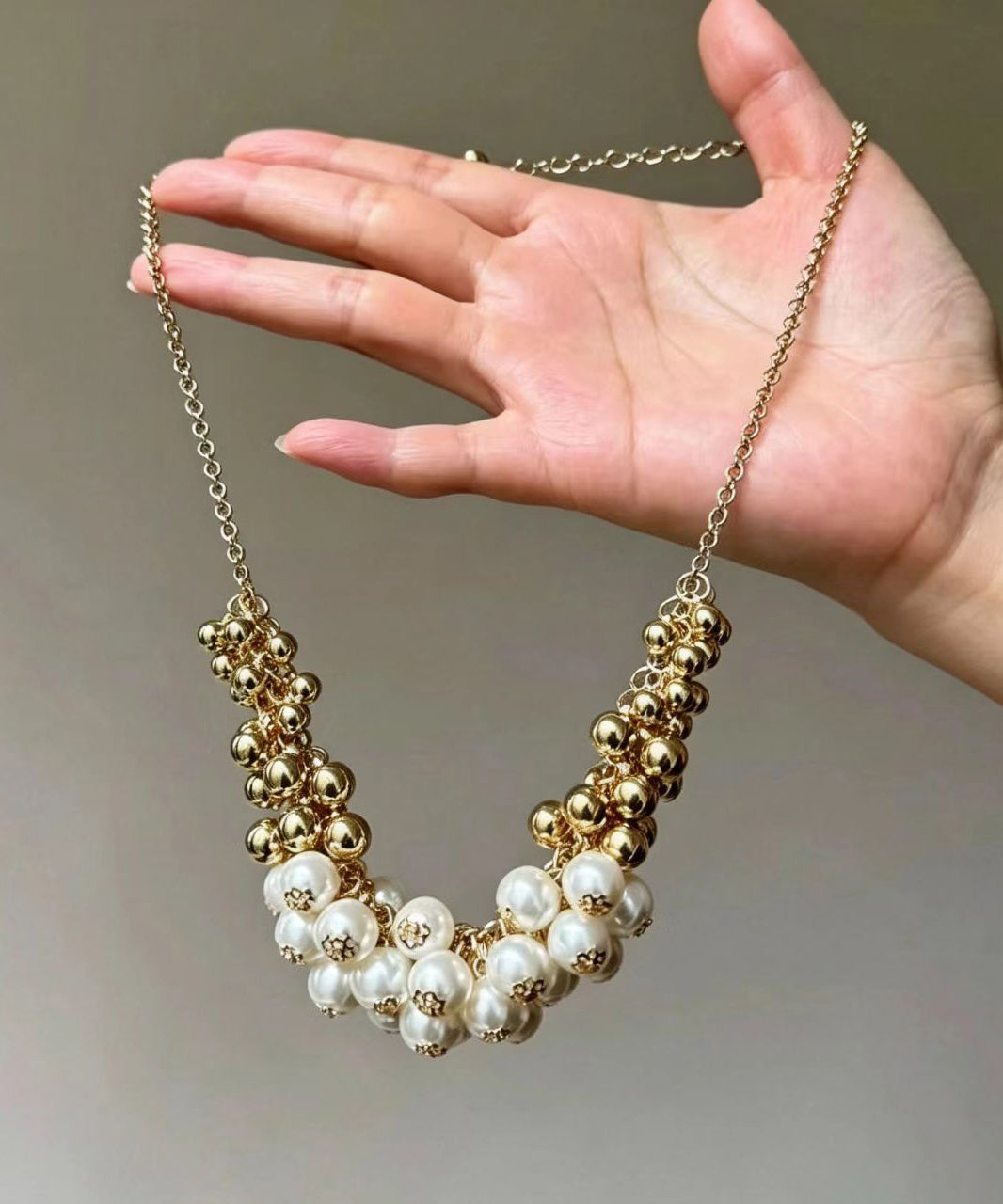 Boho Gold Pearl Alloy Multi Layer Woven Choker