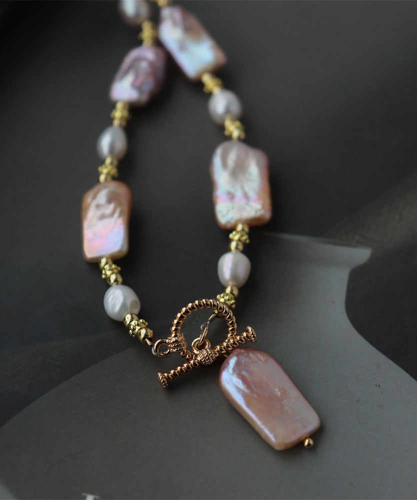Boho Gold Sterling Silver Alloy Pearl Pendant Necklace