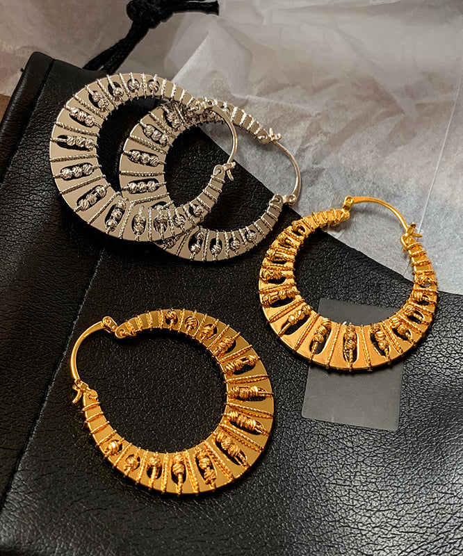 Boho Golden Hollow Out High Quality Metal Hoop Earrings - Omychic