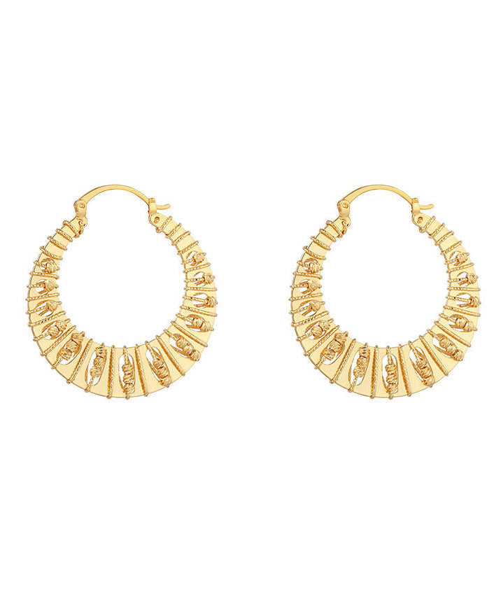 Boho Golden Hollow Out High Quality Metal Hoop Earrings - Omychic