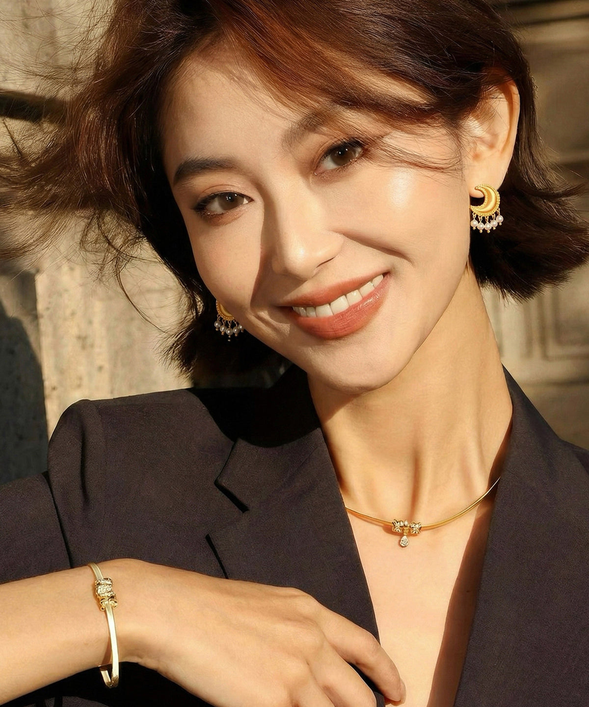 Boho Golden Moon Tasseled Pearl Drop Earrings - Omychic