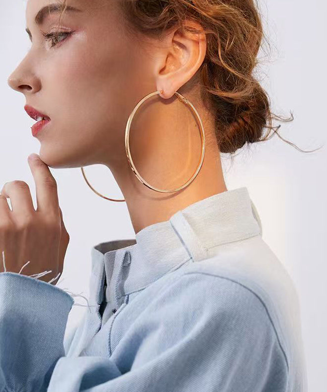 Boho Golden Oversized Fashion Metal Hoop Earrings - Omychic