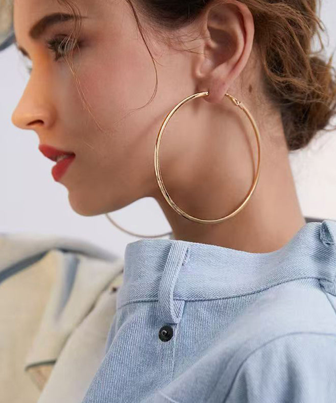 Boho Golden Oversized Fashion Metal Hoop Earrings - Omychic