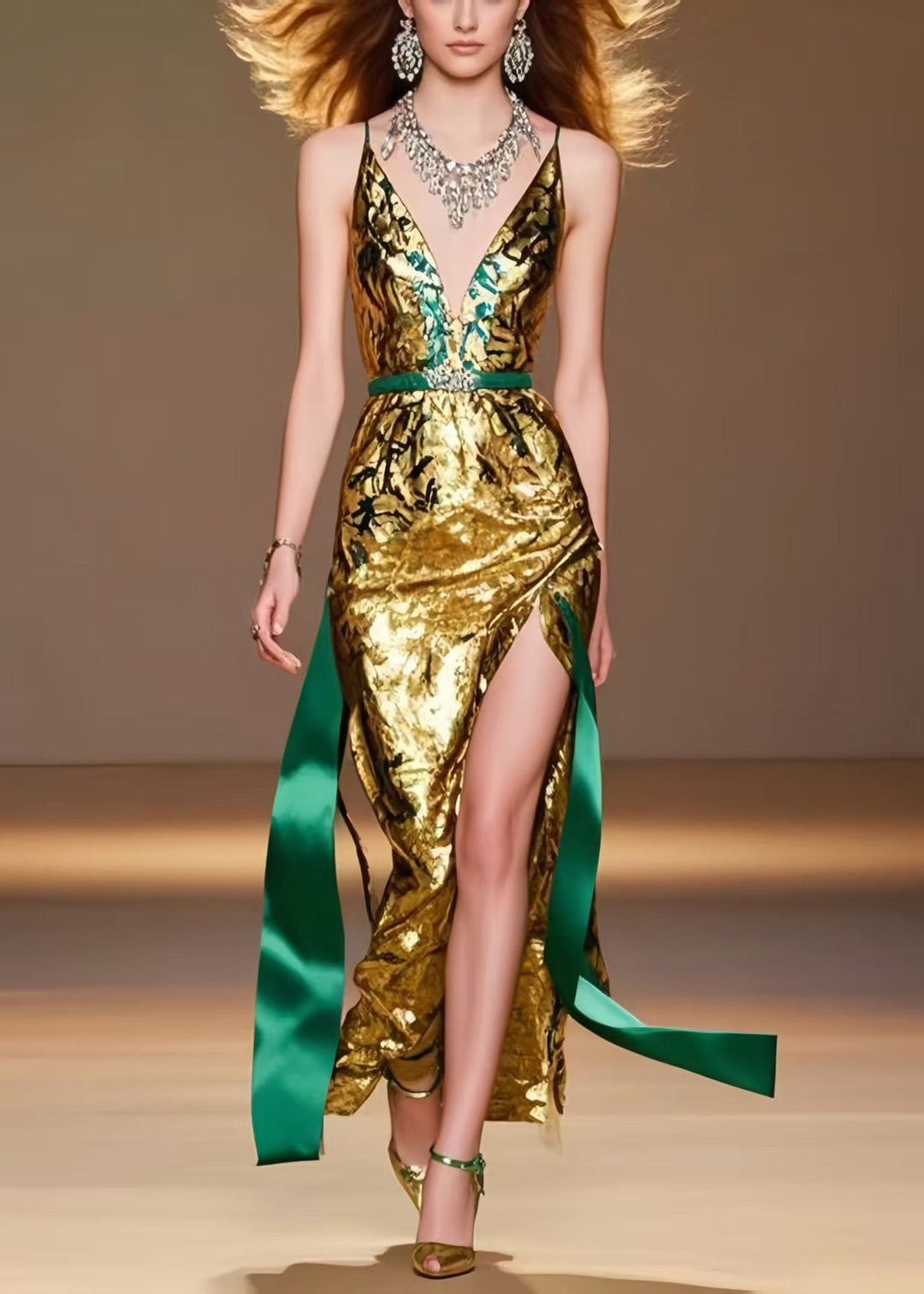Boho Golden Side Open Silm Fit Vestidos Dress Summer