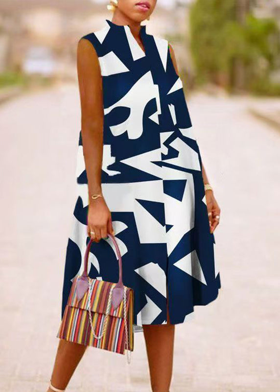 Boho Green Stand Collar Summer Print Maxi Dresses Summer