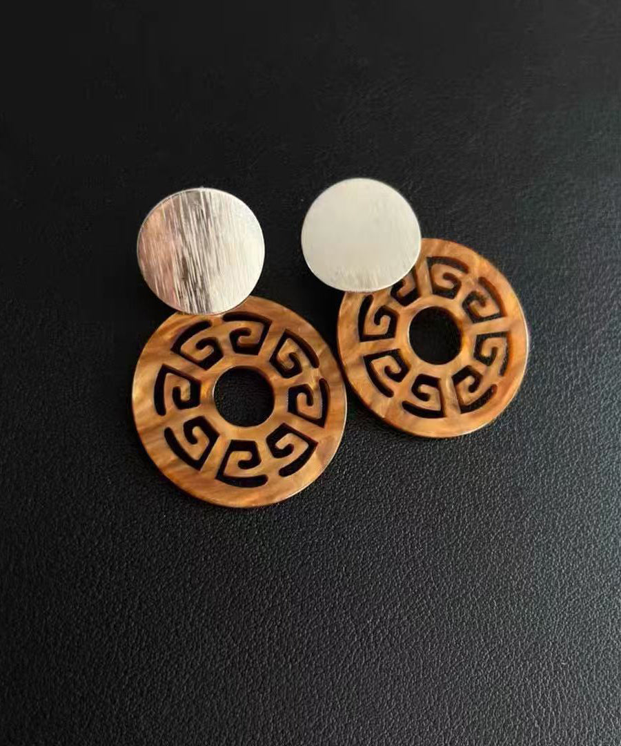 Boho Green Sterling Silver Acrylic Hollow Out Cloud Drop Earrings