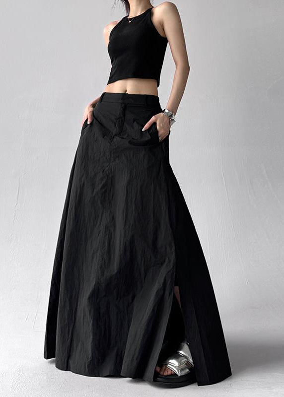Boho Grey Exra Large Hem Side Open A Line Skirt Summer