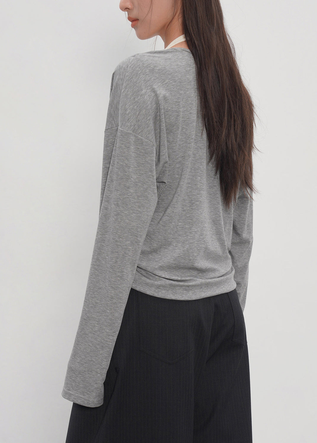 Boho Grey Oversized Patchwork Cotton Fake Two Piece Shirt Fall