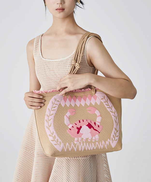 Boho Khaki Embroideried Large Capacity Shoulder Bag