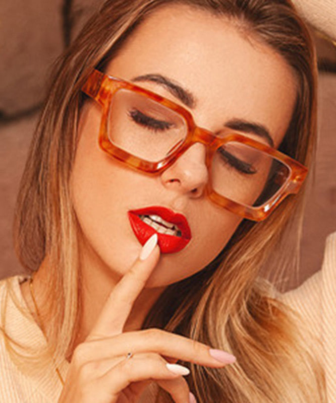 Boho Light Leopard Resin Square Concave Glasses Full Frame Reading Glasses