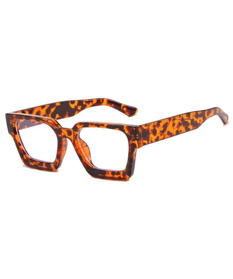 Boho Light Leopard Resin Square Concave Glasses Full Frame Reading Glasses