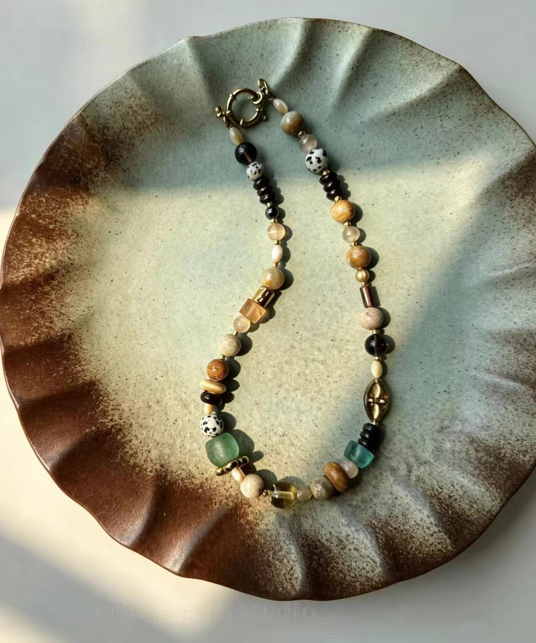 Boho Multicolor Natural Stone Glass Beading Choker