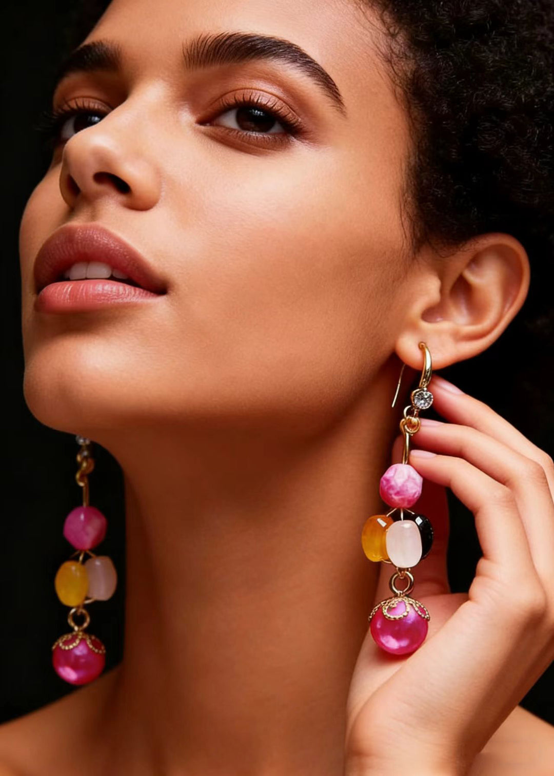 Boho Multicolour Crystal Fine Pearl Drop Earrings