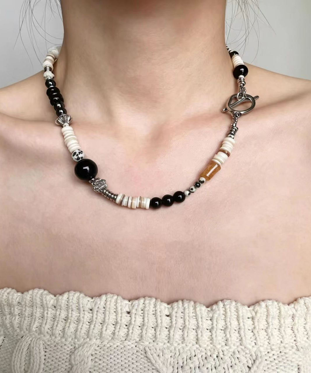 Boho Natural Stone Coconut Shell Beading Choker