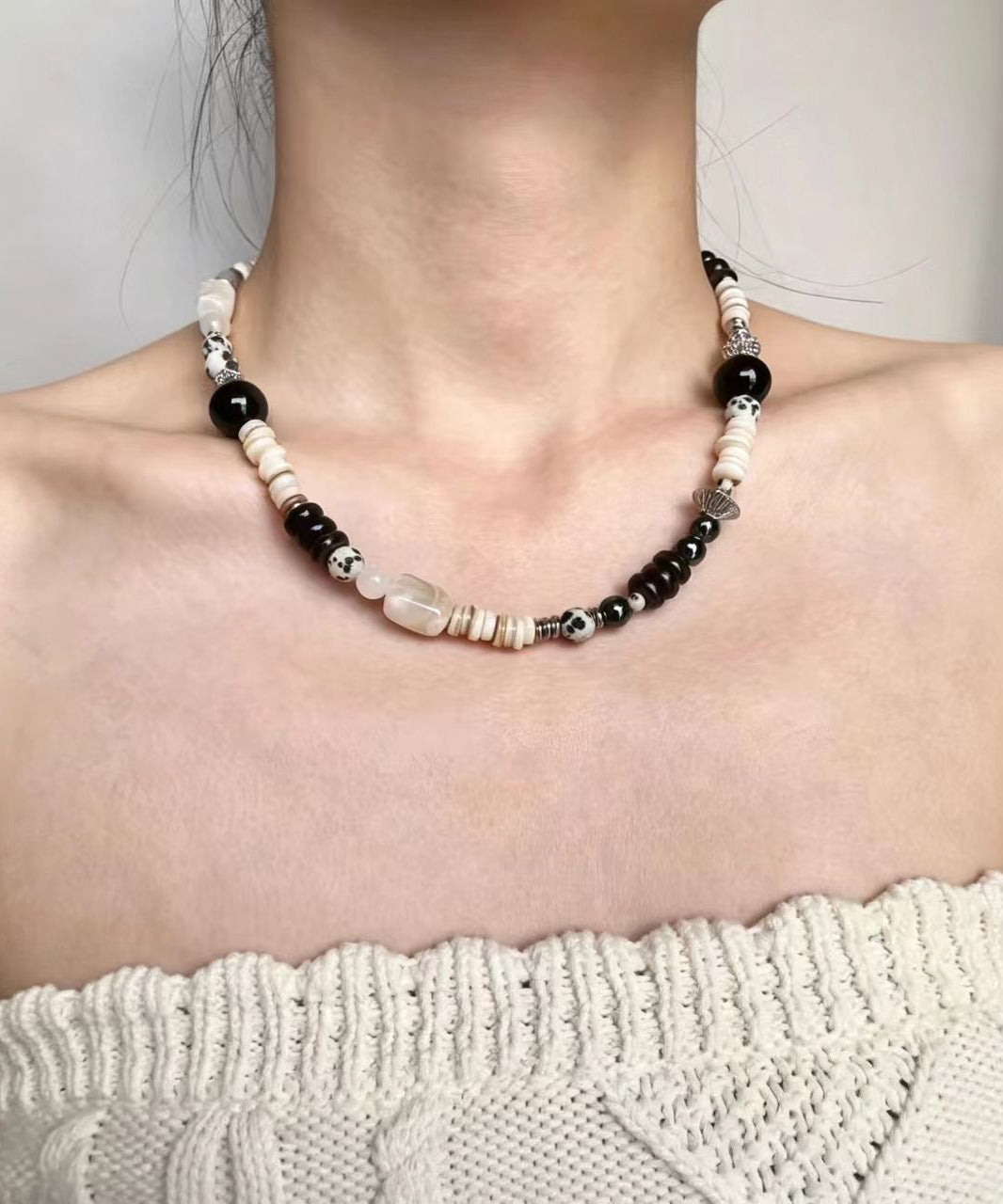 Boho Natural Stone Coconut Shell Beading Choker