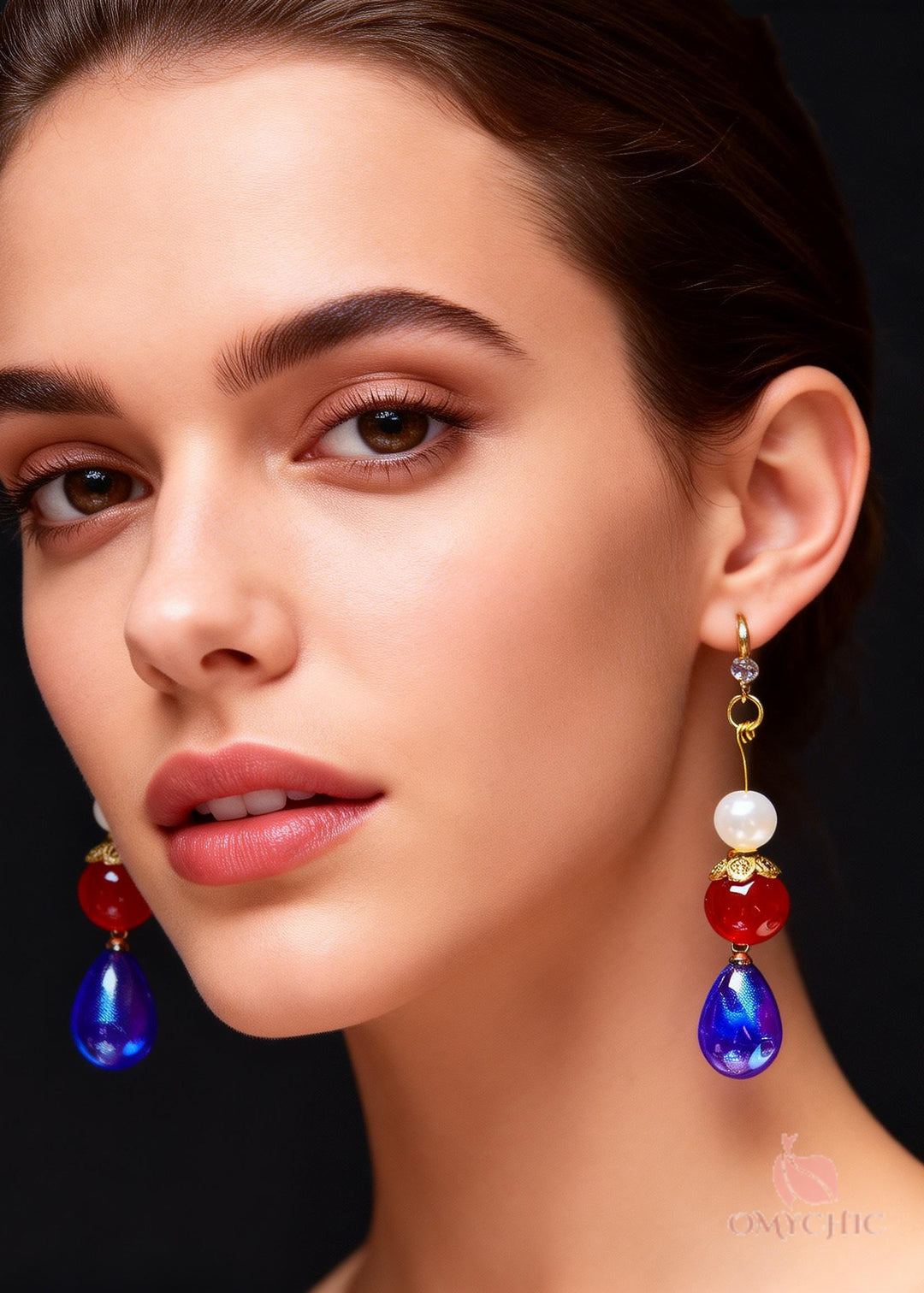 Boho Peacock Blue Droplet Shape Acrylic Drop Earrings
