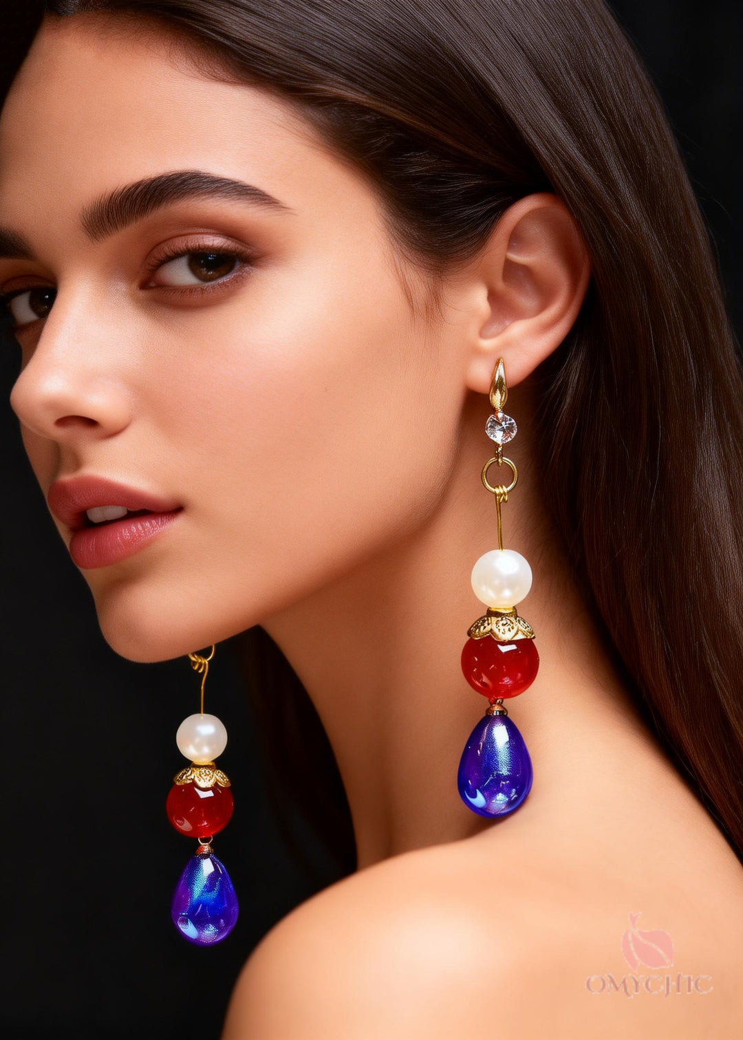 Boho Peacock Blue Droplet Shape Acrylic Drop Earrings