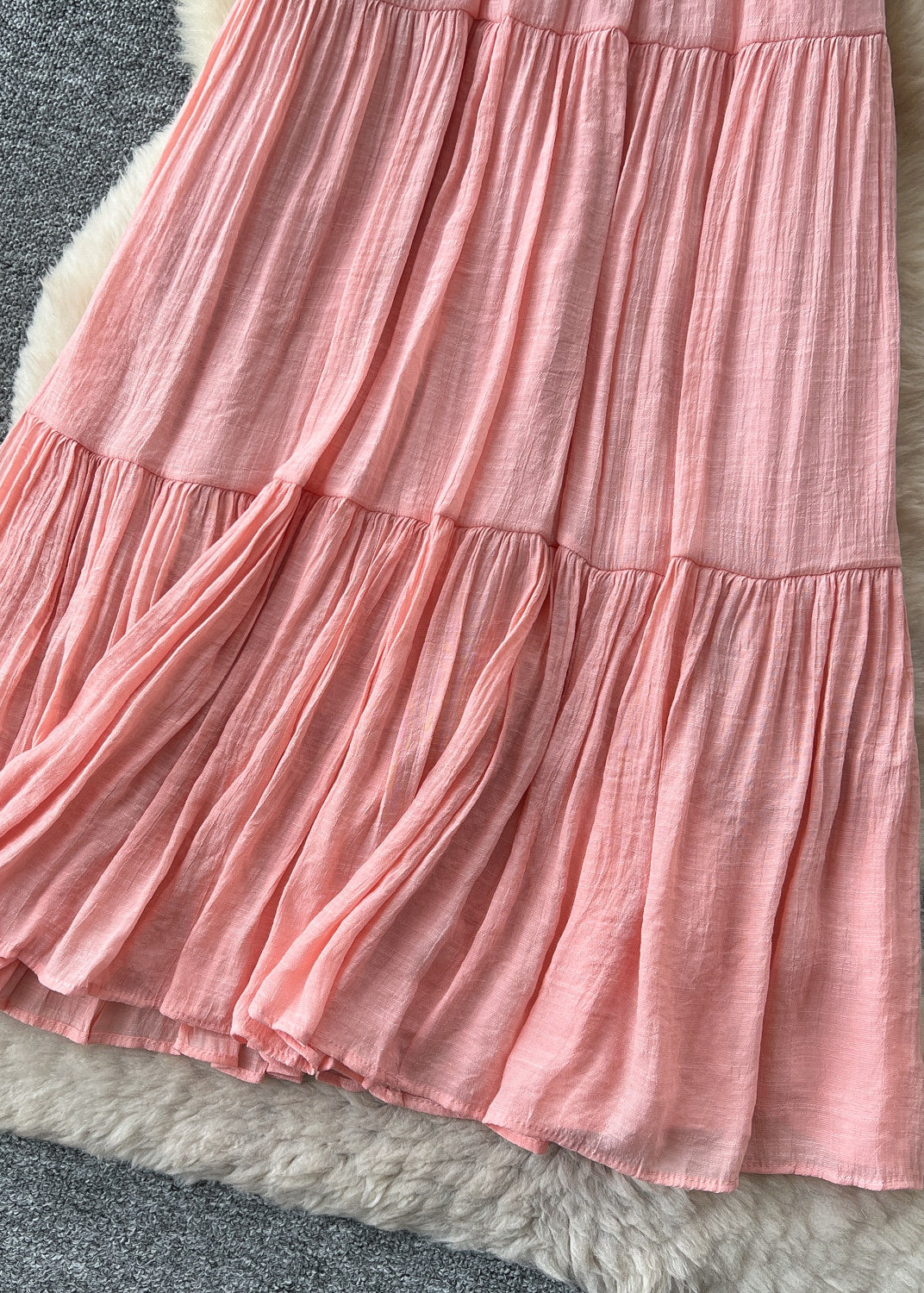 Boho Pink Patchwork Wrinkled Cotton Skirt Summer