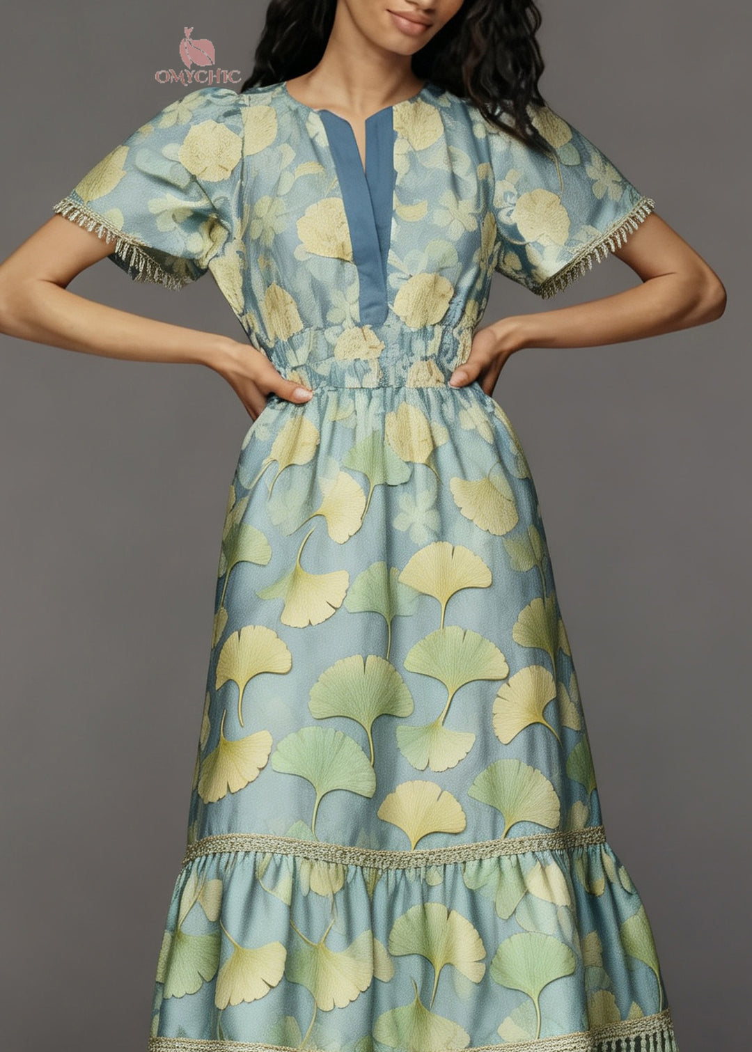 Boho Print Tasseled Patchwork Cotton Long Dress Summer