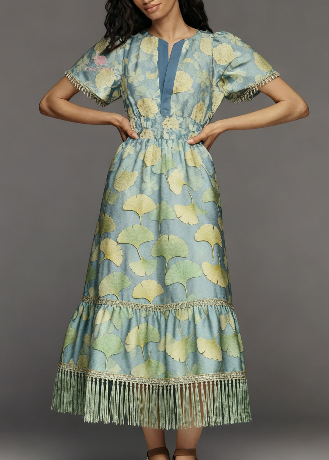 Boho Print Tasseled Patchwork Cotton Long Dress Summer