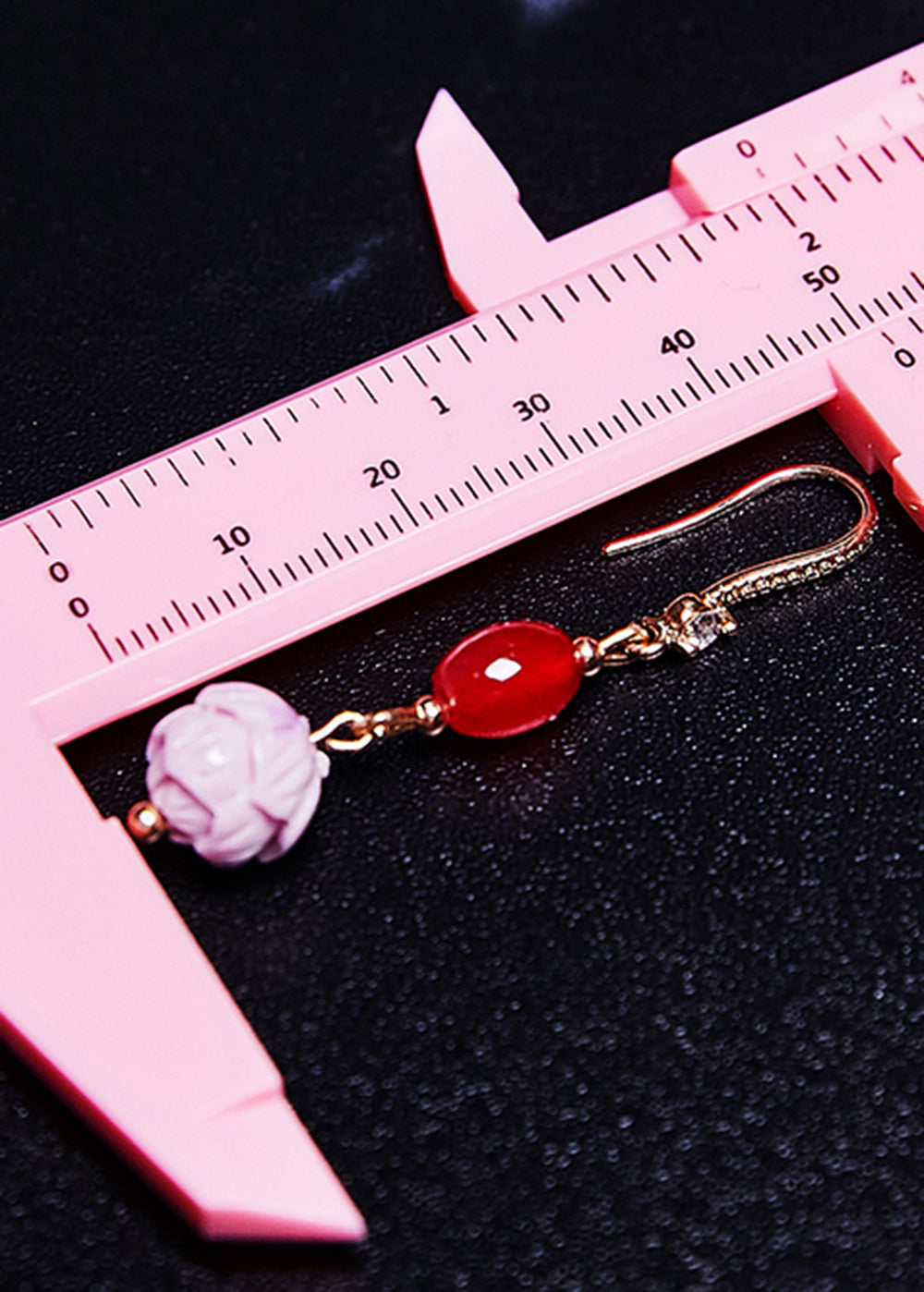 Boho Red Gem Fine Lotus Flower Stone Drop Earrings