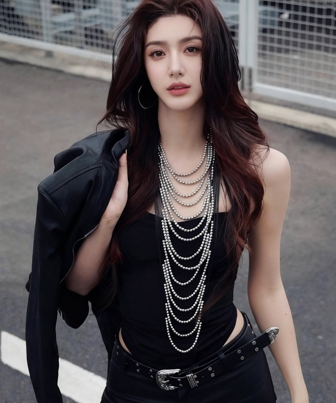 Boho Silk Copper Leather Rope Patchwork Multi-Layer Beading Tassel Gratuated Bead Necklace - Omychic