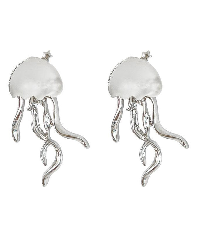 Boho Silk Copper Resin Jellyfish Stud Earrings