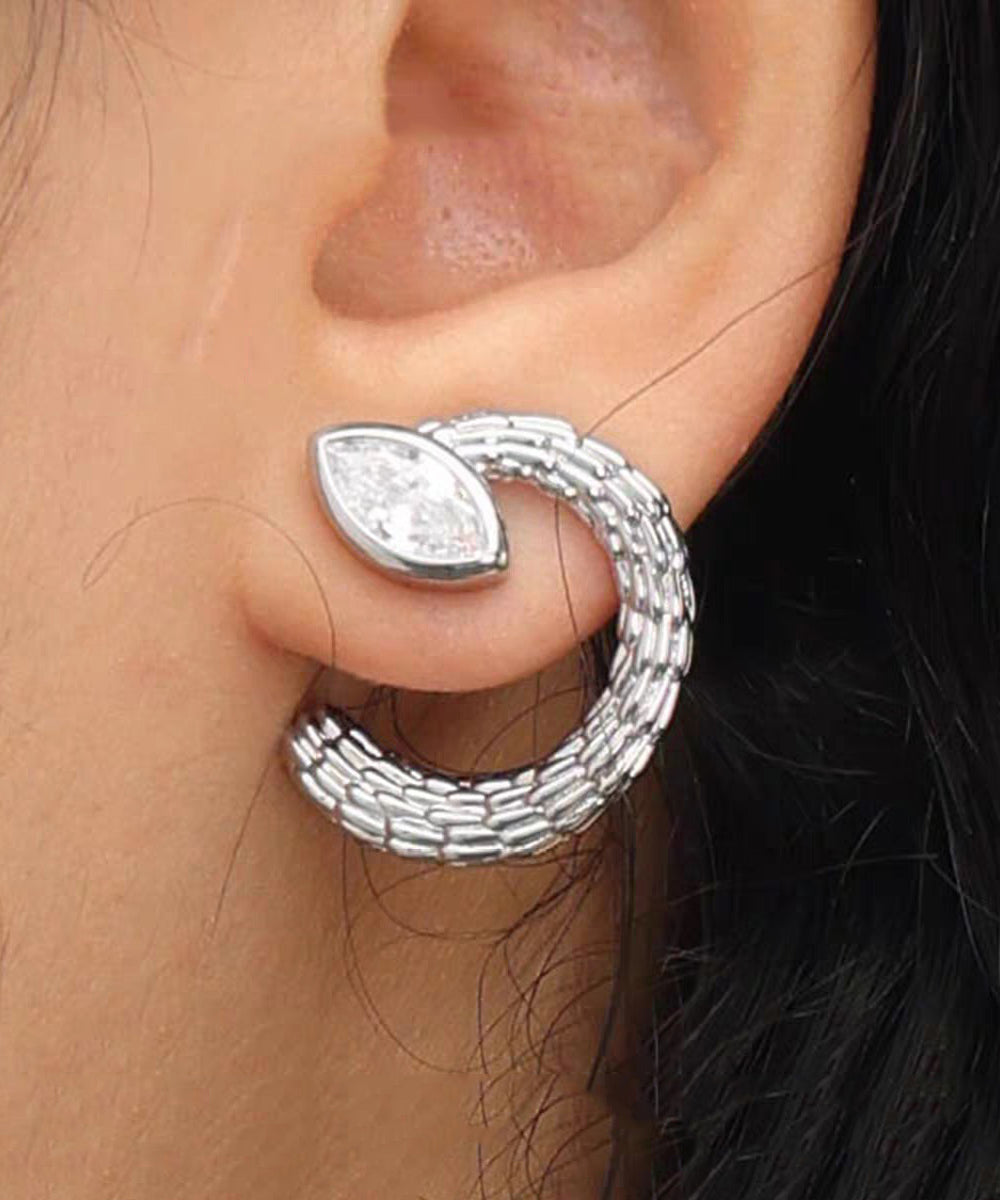 Boho Silk Copper Silver-Plated Hoop Earrings