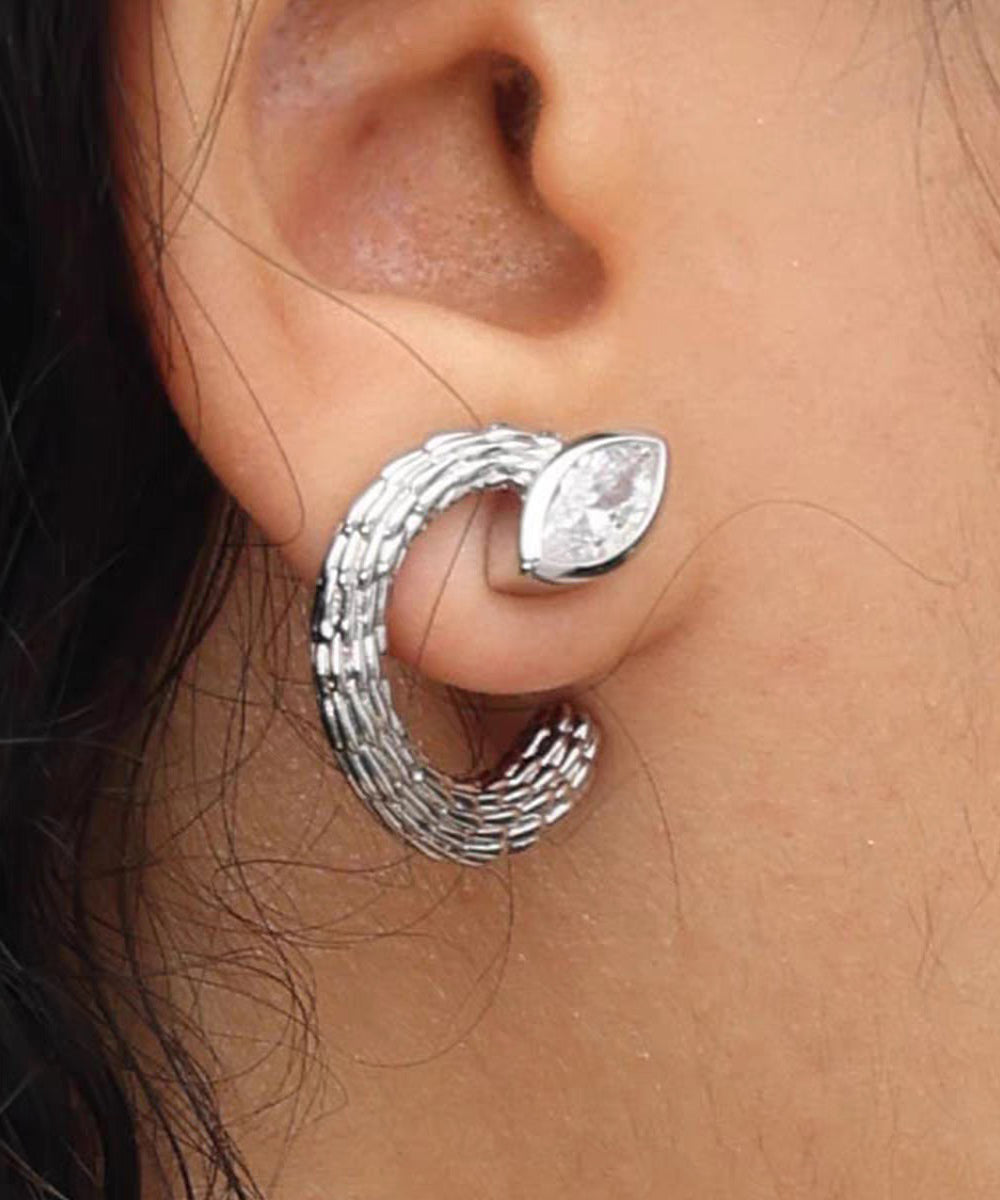 Boho Silk Copper Silver-Plated Hoop Earrings