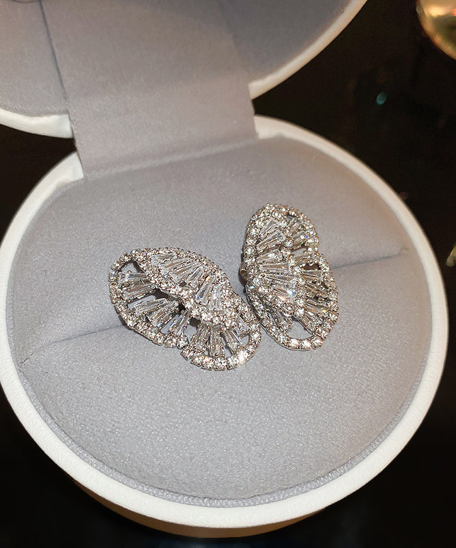 Boho Silk Copper Zircon Hollow Out Butterfly Stud Earrings