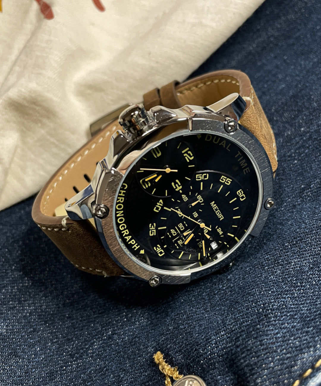 Boho Silk Leather Tempered Glass Quartz Movement Watch