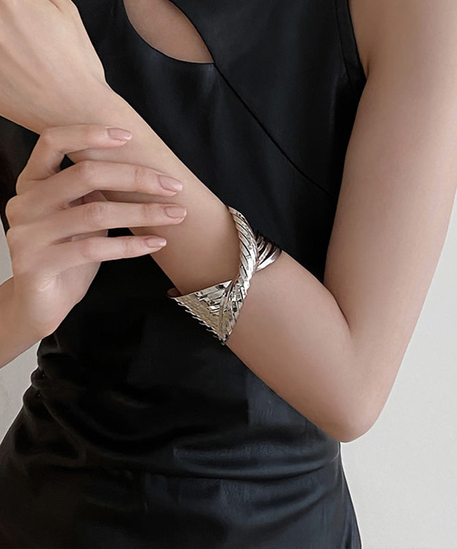 Boho Silk Metal Cross Open Cuff