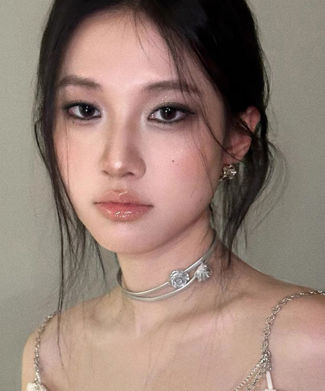 Boho Silk Stainless Steel Double-Layer Rose Choker