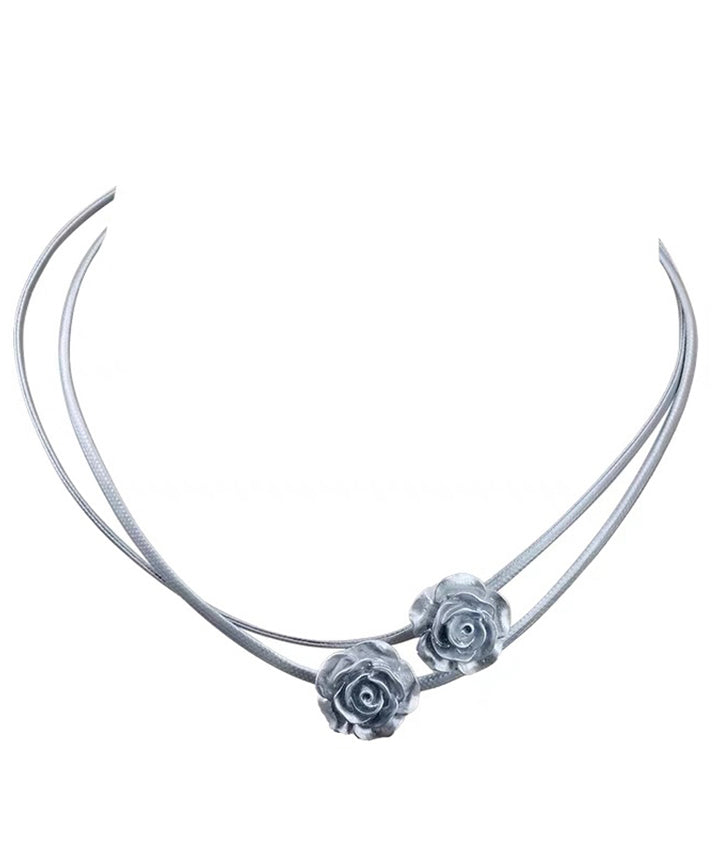 Boho Silk Stainless Steel Double-Layer Rose Choker