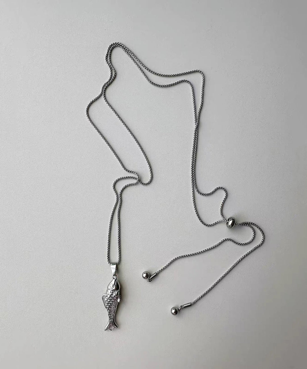 Boho Silk Titanium Steel Little Fish Lariat Necklace