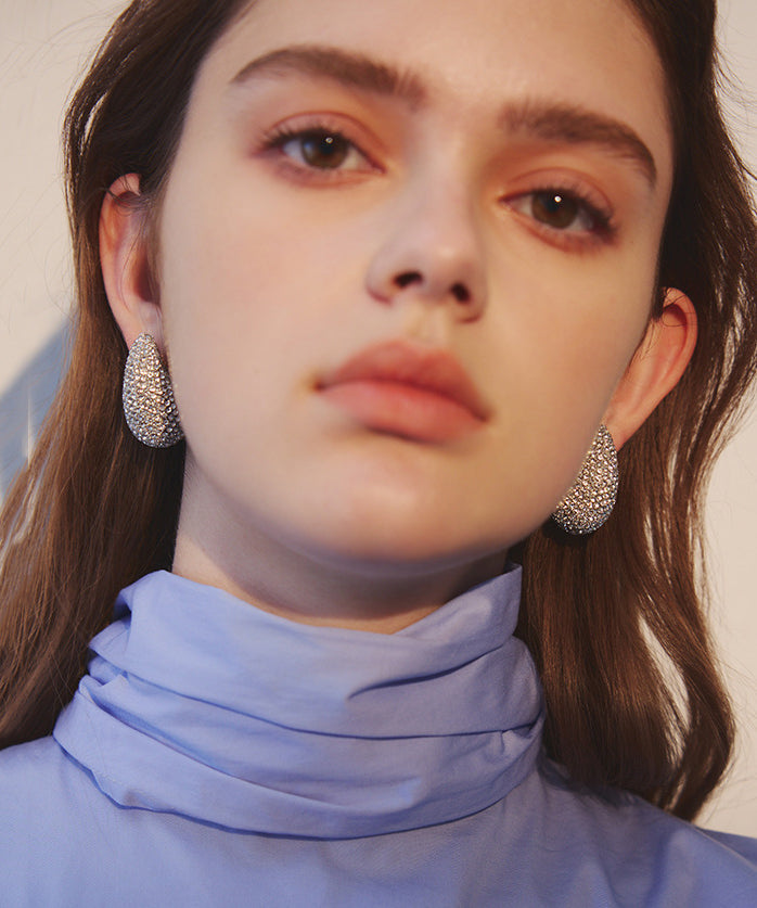 Boho Sparkling Zircon Teardrop-shaped Metal Stud Earrings