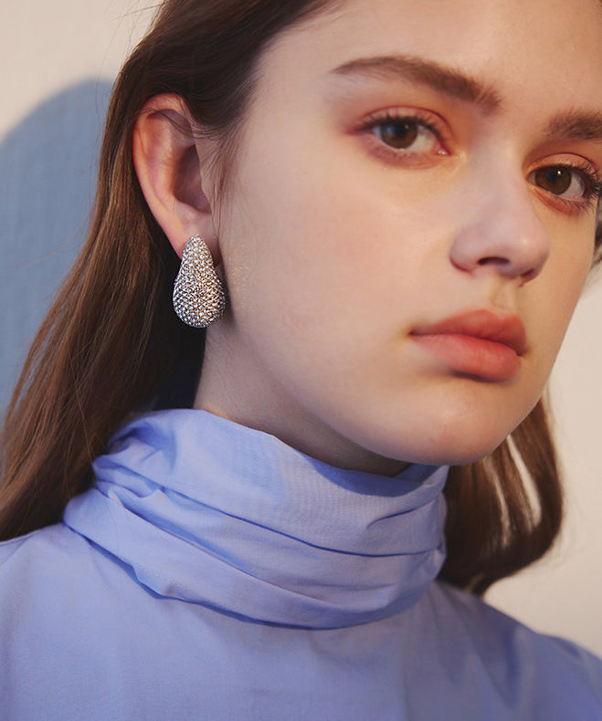 Boho Sparkling Zircon Teardrop-shaped Metal Stud Earrings
