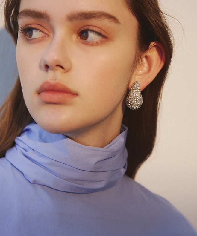 Boho Sparkling Zircon Teardrop-shaped Metal Stud Earrings