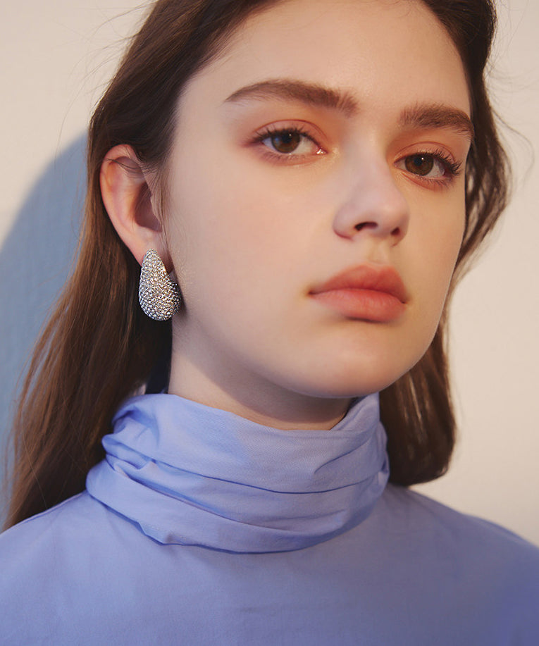 Boho Sparkling Zircon Teardrop-shaped Metal Stud Earrings