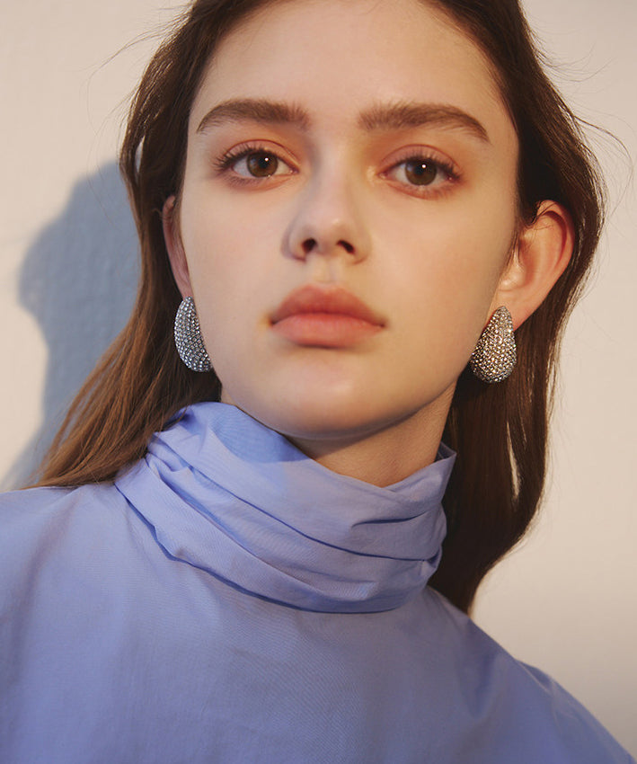 Boho Sparkling Zircon Teardrop-shaped Metal Stud Earrings