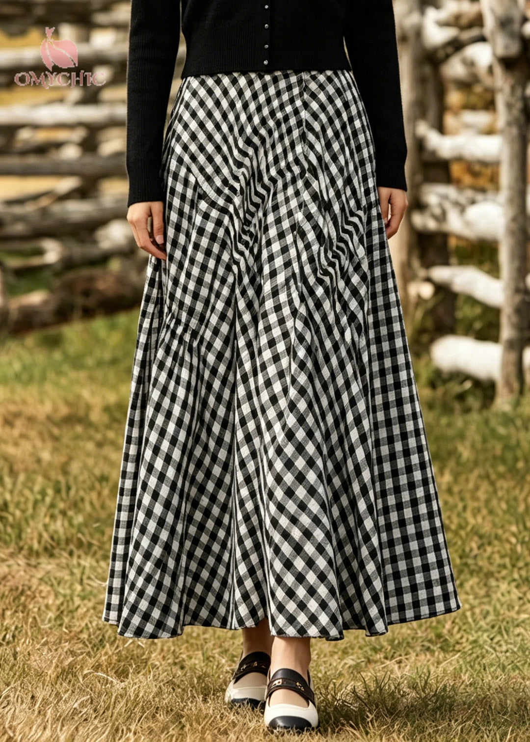 Boho V Neck Plaid Exra Large Hem Cotton Two Pieces Set Spring