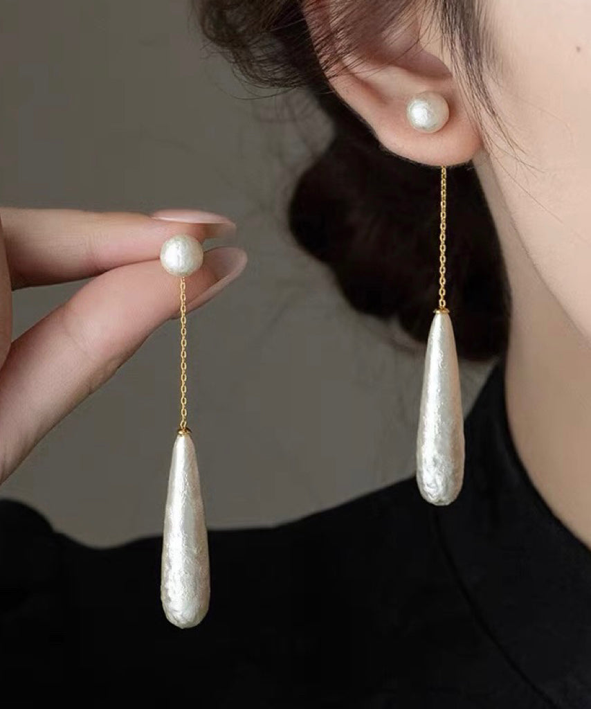 Boho White Copper Alloy Water Drop Pearl Drop Earrings