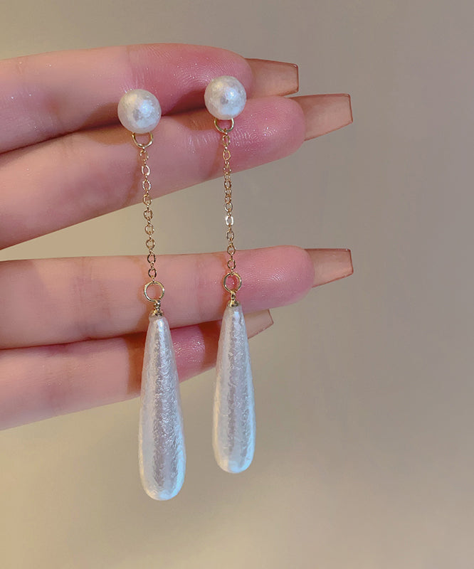 Boho White Copper Alloy Water Drop Pearl Drop Earrings