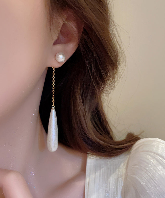 Boho White Copper Alloy Water Drop Pearl Drop Earrings