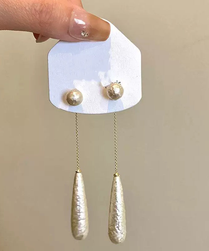 Boho White Copper Alloy Water Drop Pearl Drop Earrings