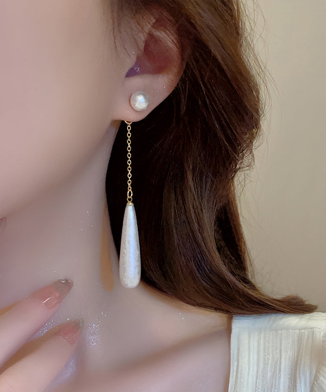 Boho White Copper Alloy Water Drop Pearl Drop Earrings