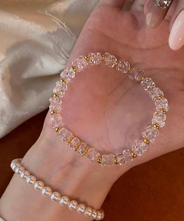 Boho White Crystal Elastic Rope Alloy Bracelet