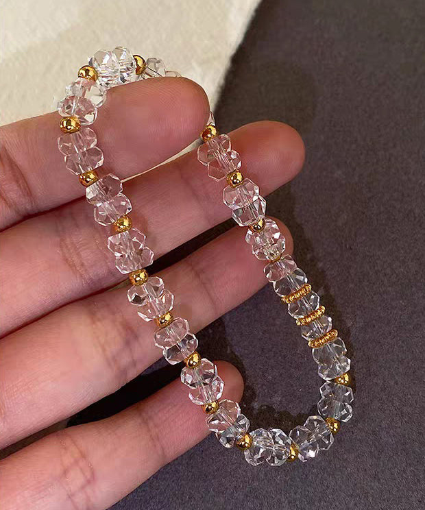 Boho White Crystal Elastic Rope Alloy Bracelet
