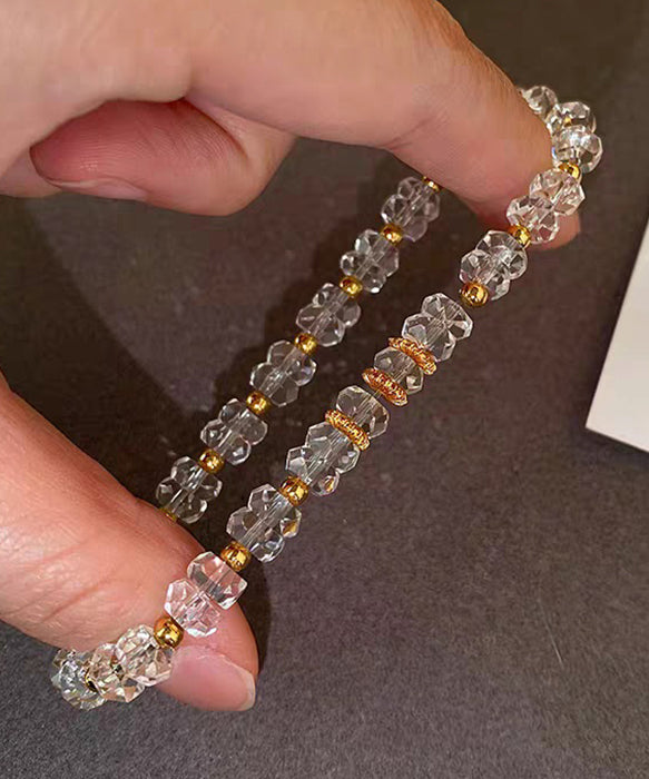 Boho White Crystal Elastic Rope Alloy Bracelet